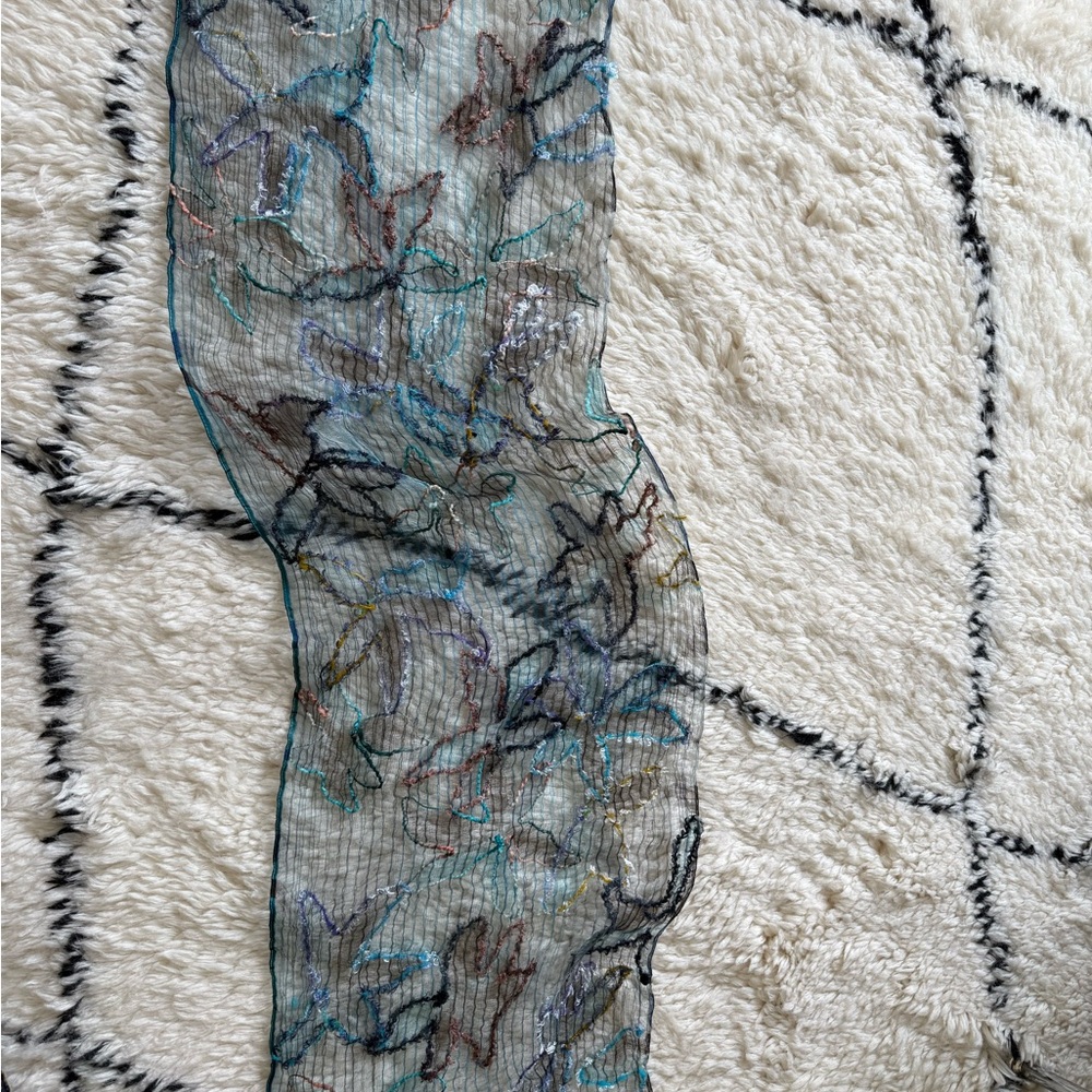 Fleurs Sheer Silk Scarf - Multicolor